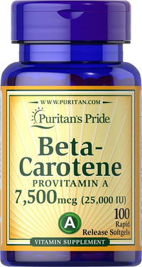 Miniature per Puritan's Pride Beta Carotene 25000 UI 100 Gel Vitamina A.