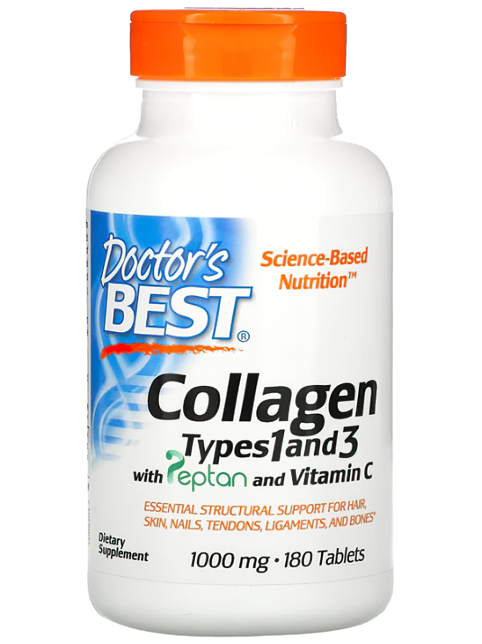 Doctor's Best Collagene di tipo 1 e 3 1000 mg 180 compresse con vitamina C.