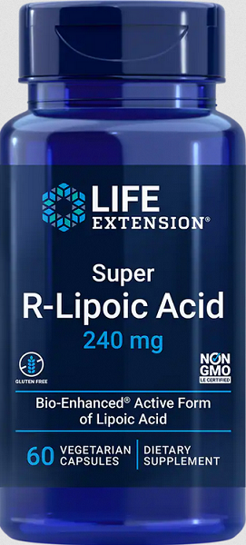 R-Fraction Alpha Lipoic Acid 240 mg 60 vege capsules - front 2