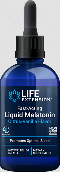Miniature per Life Extension Melatonina liquida ad azione rapida (Citrus-Vanilla) 59 ml.