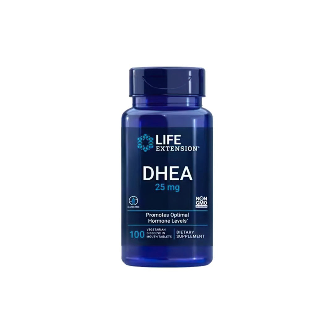 DHEA 25 mg 100 compresse vegetali da sciogliere in bocca Media 1 di 3DHEA 25 mg 100 compresse vegetali da sciogliere in bocca Media 1 di 3 - anteriore