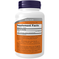 Thumbnail for The L-Lysine 1000 mg 250 Tablets by Now Foods come in a white bottle with an orange label, providing supplement facts and dosage information. These essential amino acid supplements are perfect for supporting collagen synthesis.