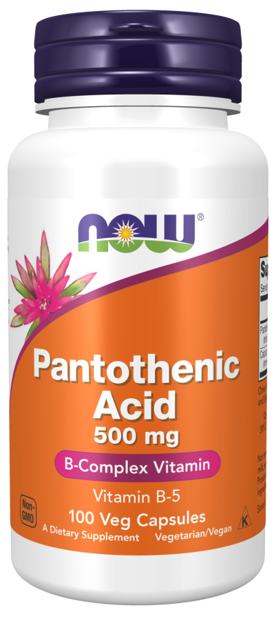 Now Foods L'Acido Pantotenico 500 mg 100 capsule vegetali supporta il metabolismo energetico e il sistema immunitario.