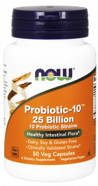 Now Foods Probiotic-10 25 Billion 50 capsule vegetali è un potente integratore che contiene 5 miliardi di fermenti lattici vivi per favorire la digestione e rafforzare le difese immunitarie.