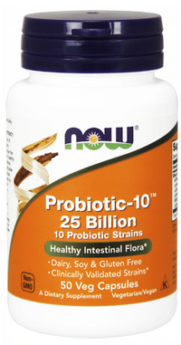 Anteprima per Now Foods Probiotic-10 25 Billion 50 capsule vegetali è un potente integratore che contiene 5 miliardi di fermenti lattici vivi per favorire la digestione e aumentare le difese immunitarie.