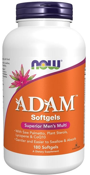 Un flacone di Now Foods ADAM Multivitamine e minerali per l'uomo 180 gel.