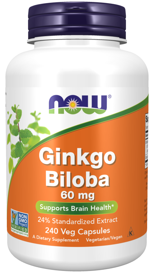 Now Foods Estratto di Ginkgo Biloba 24% 60 mg 240 capsule vegetali.