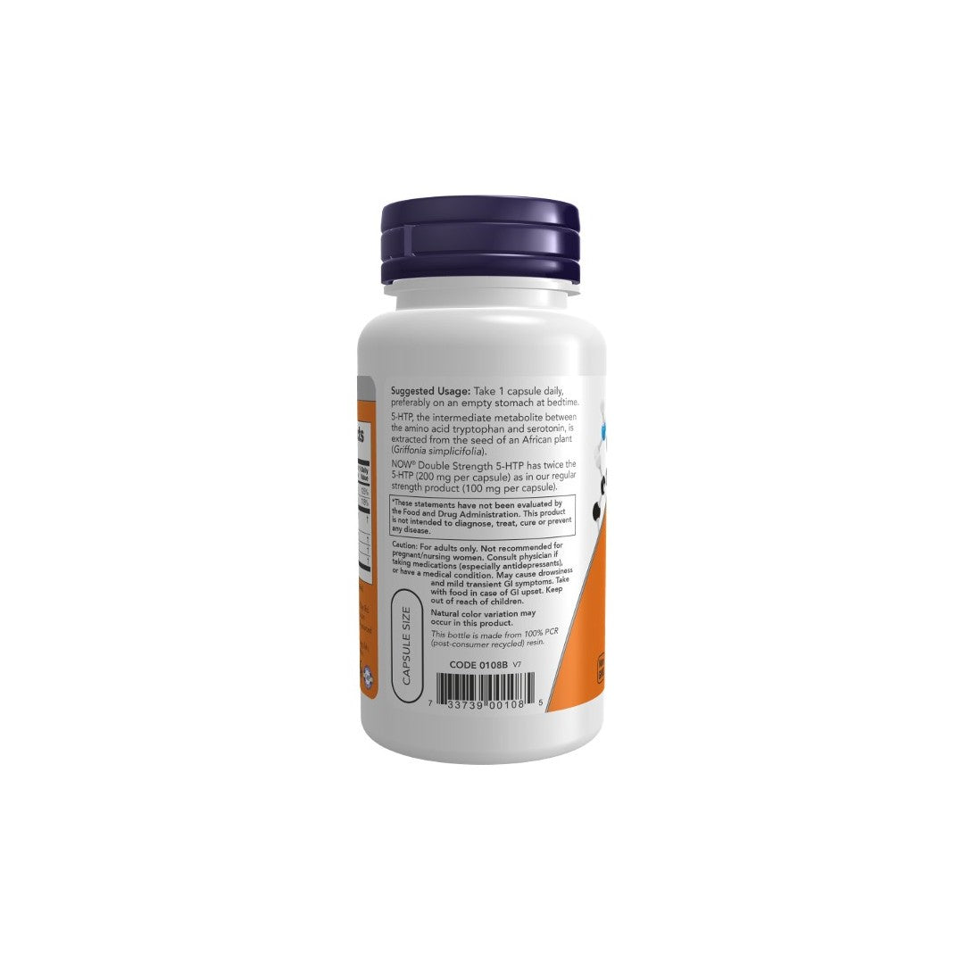 5-HTP, Double Strength 200 mg 60 Veg Capsules - back