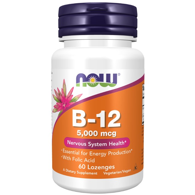 Vitamin B-12 5000 mcg with Folic Acid 60 Lozenges - front