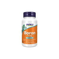 Thumbnail for A bottle of Now Foods' Boron 3 mg 100 Veg Capsules contains 100 vegetarian capsules, each providing 3 mg of boron to support bone health and boost the immune system. The label highlights that it works synergistically with calcium and magnesium for maximum benefits.