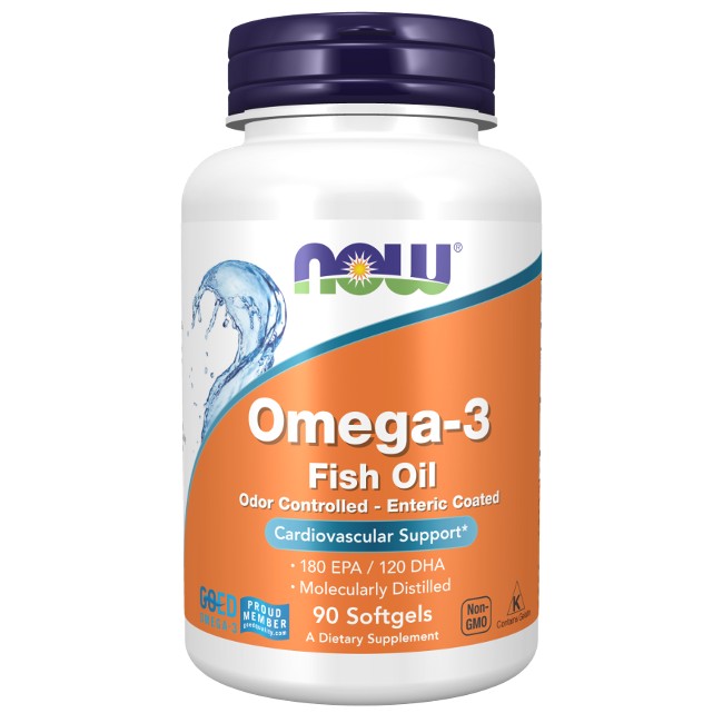 Omega-3, 90 Molecularly Distilled & Enteric Coated Softgels - front 2