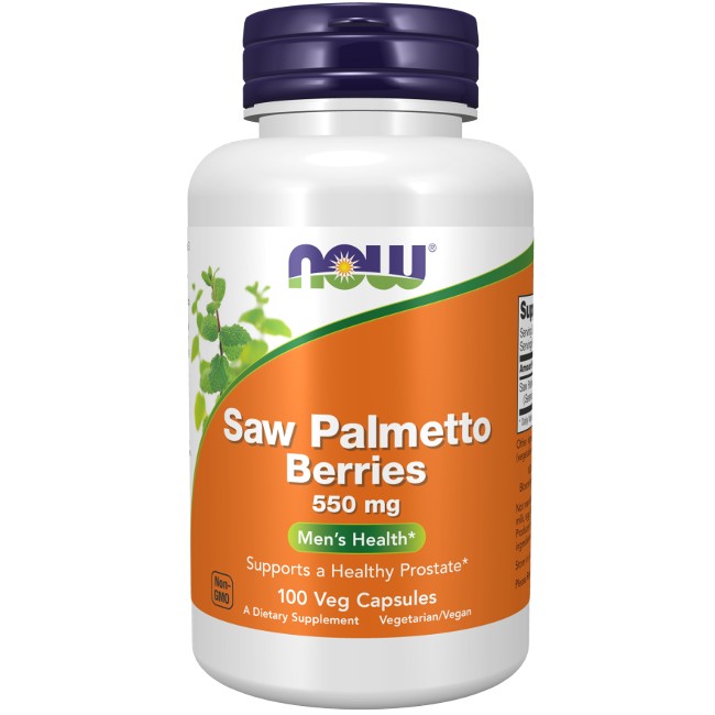 NOW Foods' Saw Palmetto Berries 550 mg 100 Veg Capsules dietary supplement is designed to support men's health, including prostate health and urinary tract function.