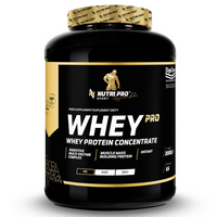 Thumbnail for Nutri Pro Sport's Whey PRO in Salted Caramel Flavor is a 2000g container of whey protein concentrate that includes added digestive enzymes to enhance absorption and support muscle mass building. The label emphasizes the weight, serving size, and an extensive amino acid profile for comprehensive nutritional support.