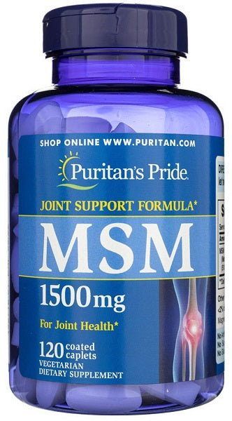 Puritan's Pride MSM 1500 mg 120 Capsule rivestite supportano la salute delle articolazioni e promuovono la salute dei capelli.