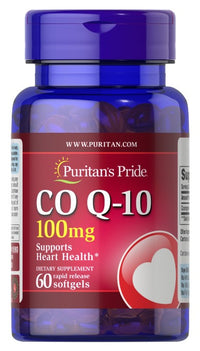 Anteprima per Puritan's Pride Q-SORB™ Co Q-10 100 mg 60 softgel a rilascio rapido. Un integratore antiossidante ricco di Q10, Co Q-10.