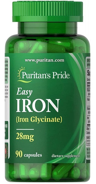 Puritan's Pride Easy Iron 28 mg 90 caps Capsule di ferro glicinato.