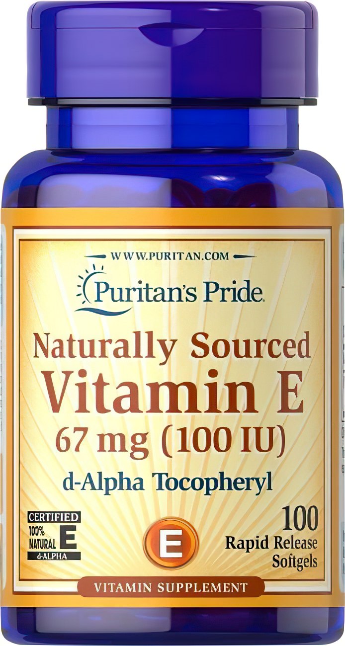 Puritan's Pride Vitamina E 100 UI D-Alfa Tocoferolo 100% Naturale 100 Capsule Morbide a Rilascio Rapido.