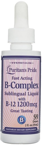 Un flacone di Puritan's Pride B-Complex con Vitamina B12 Liquido - 59 ml.