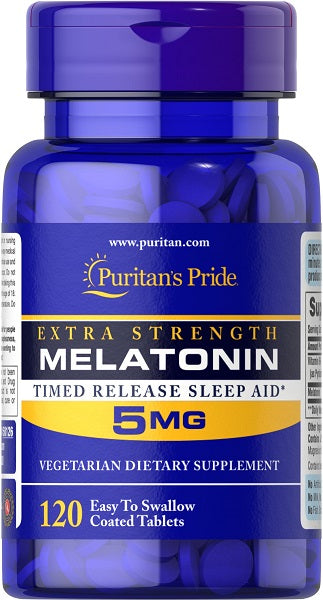 Puritan's Pride Melatonina 5 mg con B-6 120 compresse a rilascio ritardato.