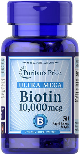 Puritan's Pride Biotina - 10000 mcg, un integratore alimentare.