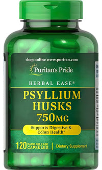Anteprima di Puritan's Pride Psyllium Husks 750 mg 120 Capsule a Rilascio Rapido - un potente disintossicante per l'apparato digerente.