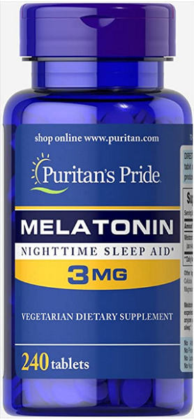 Puritan's Pride Melatonina 3 mg 240 Compresse aiuto al sonno notturno.
