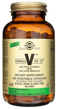 Una bottiglia di Formula VM-75 120 capsule vegetali di Solgar.