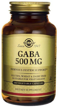Anteprima di un flacone di Solgar GABA 500 mg 100 capsule vegetali.
