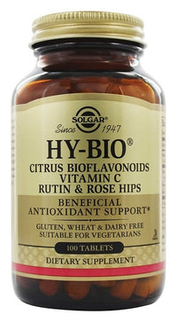 Miniatura per Un flacone di Solgar Hy-Bio 100 compresse (500 mg di vitamina C con 500 mg di bioflavonoidi), rutina e fianchi.