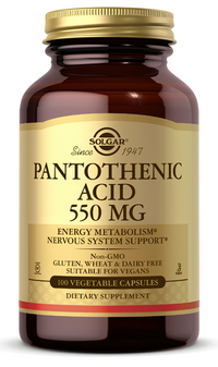Anteprima per Solgar Acido Pantotenico 550 mg 100 Capsule Vegetali è un integratore alimentare che fornisce l'acido pantotenico, un nutriente essenziale per sostenere la salute e il benessere generale.