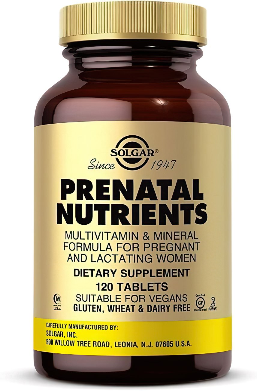 Un flacone di Solgar Prenatal Nutrients 120 Compresse.