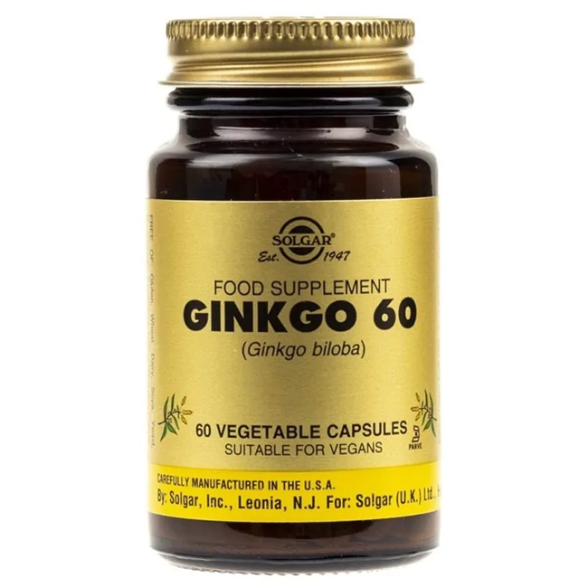 Ginkgo 60 (Ginkgo Biloba) 60 Vegetable Capsules - front