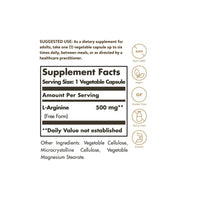 Thumbnail for L-Arginine 500 mg 100 vcaps - label