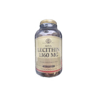 Thumbnail for A bottle of Solgar Soya Lecithin 1360 mg 180 Softgels. Perfect for supporting brain health and heart function, the label indicates it is sugar and starch free, making it an excellent food supplement.