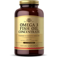 Miniatura per Una bottiglia di Solgar Concentrato di olio di pesce Omega-3 240 Softgels, etichettato come privo di mercurio, non OGM e privo di glutine, grano e latticini contenente 240 softgel.