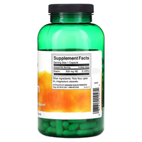 Thumbnail for A green bottle of Swanson Niacin 500 mg 250 Capsules features a label indicating that each capsule contains 500 mg of Vitamin B3. The supplement's additional ingredients are rice flour, gelatin, and magnesium stearate, designed to support cardiovascular health.