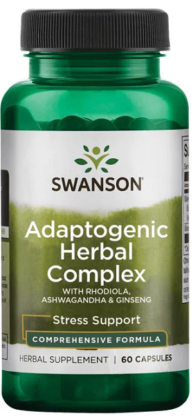 Swanson Complesso adattogeno Rhodiola, Ashwagandha e Ginseng - 60 capsule.
