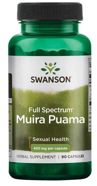 Un flacone di Swanson Full Spectrum Muira Puama - 400 mg 90 capsule.