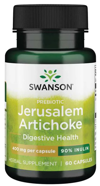 Swanson Il carciofo di Gerusalemme prebiotico promuove la salute dell'apparato digerente come integratore a base di erbe.