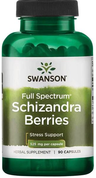 Swanson Bacche di Schizandra - 525 mg 90 capsule, un adattogeno e tonico del fegato per il benessere olistico.