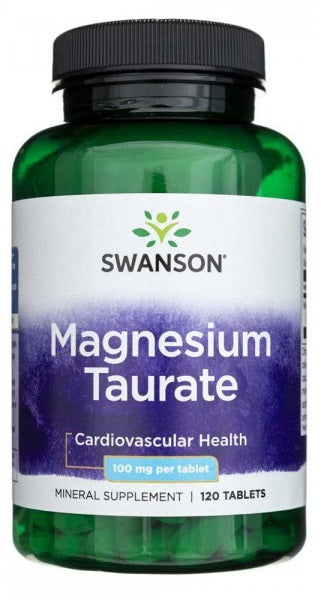 Un flacone di Swanson Magnesio Taurato 100 mg 120 tab.