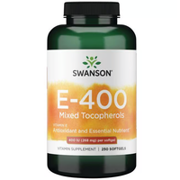 Thumbnail for Swanson's Vitamin E-400 Mixed Tocopherols offers 250 softgels with 400 IU of essential vitamin E per serving, delivering vital antioxidants to support your health.