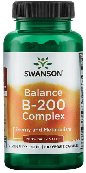 Flacone di integratore alimentare Swanson Balance B-200 Complex.