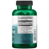 Thumbnail for A green bottle of Swanson's L-Arginine 850 mg 90 Capsules - Maximum Strength has its facts and ingredients prominently displayed, perfect for those aiming to enhance athletic performance and support the circulatory system.