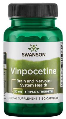 Un flacone di Vinpocetina di Swanson- 30 mg 60 capsule per la salute del cervello e il supporto della memoria.