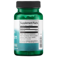 Thumbnail for A green bottle of Swanson's Extra Strength Melatonin 5 mg, 60 capsules, shows supplement facts and ingredients on its label, supporting a healthy sleep cycle.