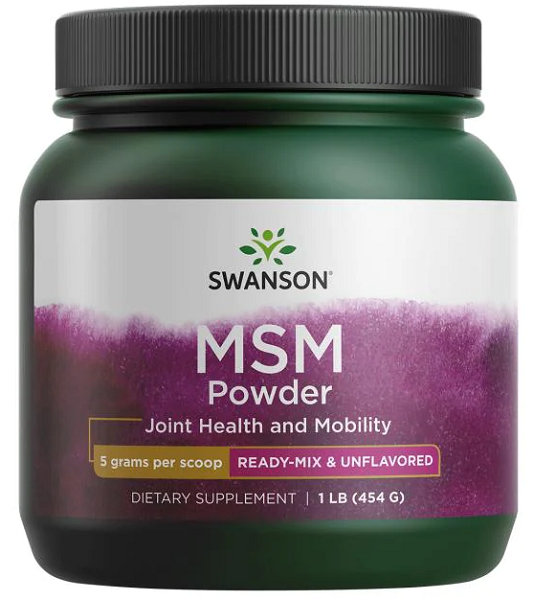 Swanson MSM in polvere - 454 grammi pwdr migliora la salute delle articolazioni e ne aumenta l'integrità grazie alle sue efficaci strutture di collagene.
