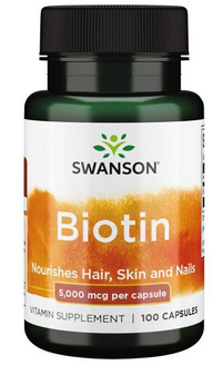 Anteprima per Integratore alimentare per capelli, pelle e unghie in 100 capsule - Swanson Biotina - 5 mg.