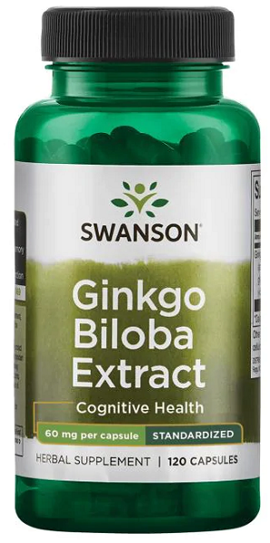 Swanson Estratto di Ginkgo Biloba 24% - 60 mg 120 capsule.