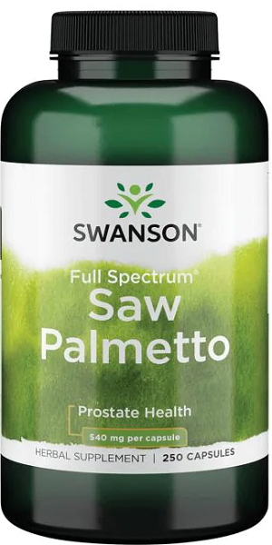 Migliora la salute della prostata e il flusso delle vie urinarie con un flacone di Swanson Saw Palmetto - 540 mg 250 capsule.
